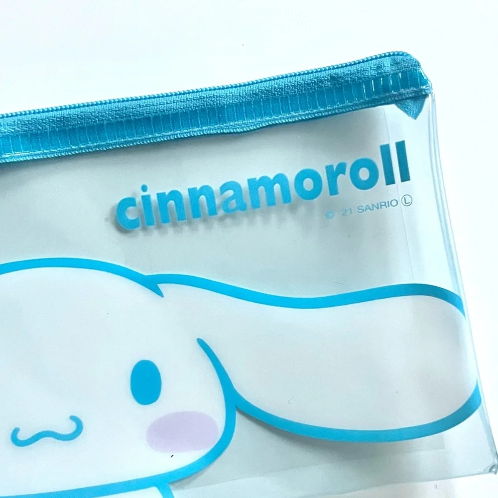 🍭3/$15 Sanrio Cinnamaroll kawaii clear blue slim zipper pencil pouch